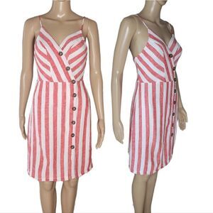 Love Tree red and white Striped Button Down Back Cut Summer dress